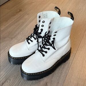 Dr. Martens White Combat Boots with Black Soles